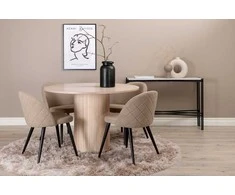 Venture Design Valgomojo stalas ir kėdžių rinkinys Bianca 110x74 cm Juoda Smėlio MDF Audinys
