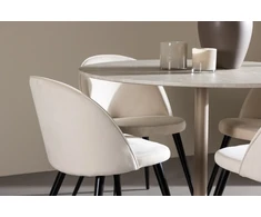 Venture Design Valgomojo stalas ir kėdžių komplektas Lycke 110 cm smėlio spalvos veliūras