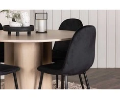 Venture Design Valgomojo stalas ir kėdžių komplektas Olivia balta juoda