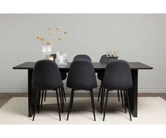 Venture Design Valgomojo stalas ir kėdžių komplektas Vail 200x100 cm juodas