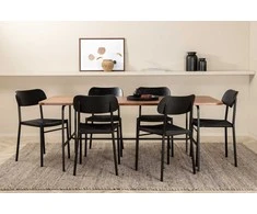 Venture Design Valgomojo stalas ir kėdžių komplektas Uno 200x90x74 cm Juodasis riešutas Metalas