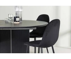 Venture Design Valgomojo stalas ir kėdžių komplektas Matilda ir Polar 130 cm juodas MDF ir aksomas