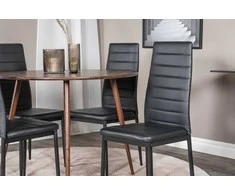 Venture Design Valgomojo stalas ir kėdžių komplektas Plaza 100 cm Riešutas Juoda
