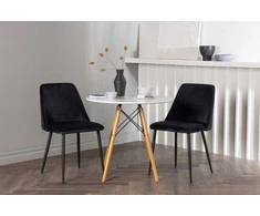Venture Design Valgomojo stalas ir kėdžių komplektas Danburi Night 60 cm juodas medinis aksomas