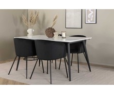Venture Design Valgomojo stalas ir kėdžių komplektas Jimmy valgomojo stalas ir Berit kėdė 150x90x76 cm juoda ir balta