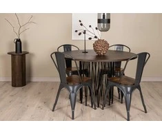 Venture Design Valgomojo stalas ir kėdžių komplektas Stone ir Tempe juodos ir rudos spalvos MDF ir metalas