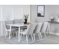 Venture Design Valgomojo stalas ir kėdžių komplektas Polar 180 cm baltas
