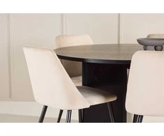 Venture Design Valgomojo stalas ir kėdžių komplektas Strada ir Night 120x170 cm juoda smėlio spalvos mediena