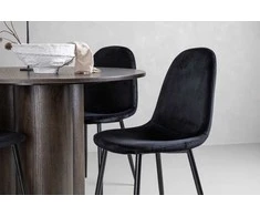 Venture Design Valgomojo stalas ir kėdžių komplektas Olivia juodas aksomas Mocca MDF metalas