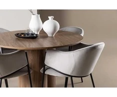 Venture Design Valgomojo stalas ir kėdžių komplektas Olivia ir Evelina 110 cm moka ir šviesiai pilkas aksomas bei plienas