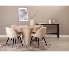 Venture Design Valgomojo stalas ir kėdžių komplektas Bianca 110x74 cm juodas, smėlio spalvos veliūras