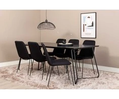 Venture Design Valgomojo stalas ir kėdžių komplektas Petra 190x90x75 cm Juodas