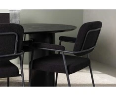 Venture Design Valgomojo stalas ir kėdžių komplektas Isolde ir Yesterday 180x75 cm juodas