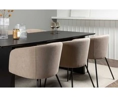 Venture Design Valgomojo stalas ir kėdžių komplektas 200x100 cm Juoda Smėlio MDF Audinys