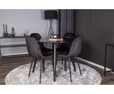 Venture Design Valgomojo stalas ir kėdžių komplektas Plaza 100x75 cm juodas