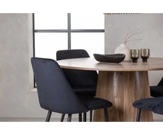 Venture Design Valgomojo stalas ir kėdžių komplektas 120 cm, juodas MDF