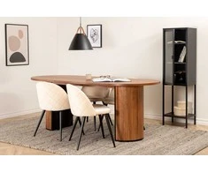 Venture Design Valgomojo stalas ir kėdžių komplektas Bianca 200x90x75 cm Juoda Smėlio spalvos aksomas