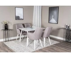 Venture Design Valgomojo stalas ir kėdžių komplektas Polar 120 cm baltas pilkas