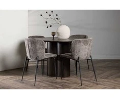 Venture Design Valgomojo stalas ir kėdžių komplektas Olivia ir Modesto 110 cm rudos ir smėlio spalvos MDF ir metalas
