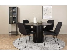 Venture Design Valgomojo stalas ir kėdžių komplektas Bianca apvalus valgomojo stalas ir Muce valgomojo kėdės 110x74 cm juoda