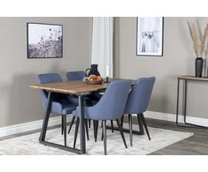 Venture Design Valgomojo stalas ir kėdžių komplektas 160x200x85x75 cm Mėlynas Medis Audinys