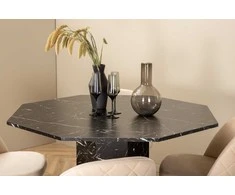 Venture Design Valgomojo stalas ir kėdžių komplektas Marbs 110x75 cm Juodas aksomas 4 kėdės