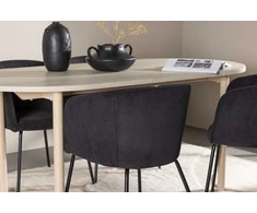 Venture Design Valgomojo stalas ir kėdžių komplektas 180x90 cm baltas plienas aksomas
