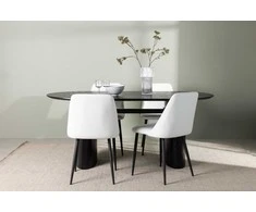 Venture Design Valgomojo stalas ir kėdžių komplektas Isolde ir Night 180x75 cm juoda ir balta