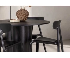Venture Design Valgomojo stalas ir kėdžių komplektas Olivia juodas