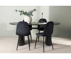 Venture Design Valgomojo stalas ir kėdžių komplektas Isolde valgomojo stalas ir Polar valgomojo kėdė 180x75 cm juoda