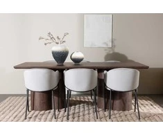 Venture Design Valgomojo stalas ir kėdžių komplektas Olivia 100x210 cm Mocha MDF Aksomas Plienas
