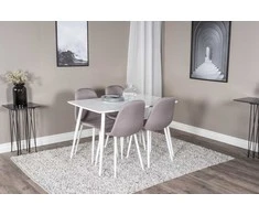 Venture Design Valgomojo stalas ir kėdžių komplektas Polar 120 cm baltas