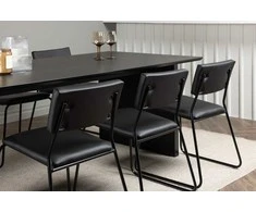 Venture Design Valgomojo stalas ir kėdžių komplektas 200x100 cm juodas