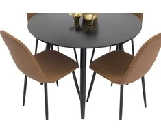 Venture Design Valgomojo stalas ir kėdžių komplektas Plaza 100x75 cm Juoda Ruda