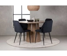 Venture Design Valgomojo stalas ir kėdžių komplektas 120 cm, juodas MDF