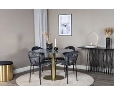 Venture Design Valgomojo stalas ir kėdžių komplektas Estelle Apvalus valgomojo stalas 106x75 cm Juodas
