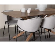 Venture Design Valgomojo stalas ir kėdžių komplektas Piazza su Evelina 180x90 cm moka aksomas plienas