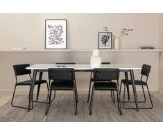 Venture Design Valgomojo stalas ir kėdžių komplektas 195x90x76 cm Juoda Balta