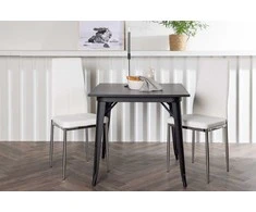 Venture Design Valgomojo stalas ir kėdžių komplektas Tempe stalas ir Pastill kėdės 80x80 cm juoda ir balta