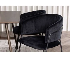 Venture Design Valgomojo stalas ir kėdžių komplektas 120x80 cm rudos ir juodos spalvos guminė mediena ir aksomas