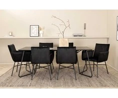Venture Design Valgomojo stalas ir kėdžių komplektas Petra 190x90x75 cm juodas