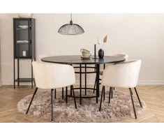 Venture Design Valgomojo stalas ir kėdžių komplektas Kopenhaga 140x74 cm Juodas aksomas