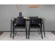 Venture Design Valgomojo stalas ir kėdžių komplektas Tempe valgomojo stalas ir Kenth kėdė 140x80 cm juoda