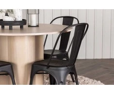 Venture Design Valgomojo stalas ir kėdžių komplektas Olivia valgomojo stalas ir Tempe valgomojo kėdė balto metalo