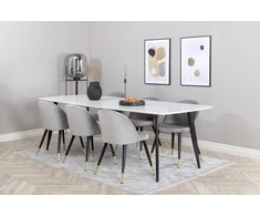 Venture Design Valgomojo stalas ir kėdžių komplektas Polar Ellipse 240x100x75 cm Juodas aksomas