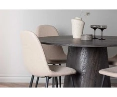 Venture Design Valgomojo stalas ir kėdžių komplektas 120 cm Rudas Juodas Smėlio spalvos MDF audinys