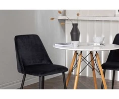 Venture Design Valgomojo stalas ir kėdžių komplektas Danburi Night 60 cm juodas medinis aksomas