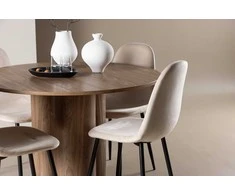 Venture Design Valgomojo stalas ir kėdžių rinkinys Olivia 110 cm Moka aksomas Metalas