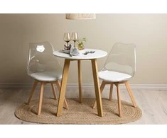 Venture Design Valgomojo stalas ir kėdžių komplektas Leonora valgomojo stalas ir Edvin valgomojo kėdė 65 cm balta
