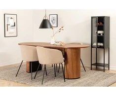 Venture Design Valgomojo stalas ir kėdžių komplektas Bianca Ovalus valgomojo stalas ir Berit kėdė 200x90x75 cm Juoda Smėlio spalva
